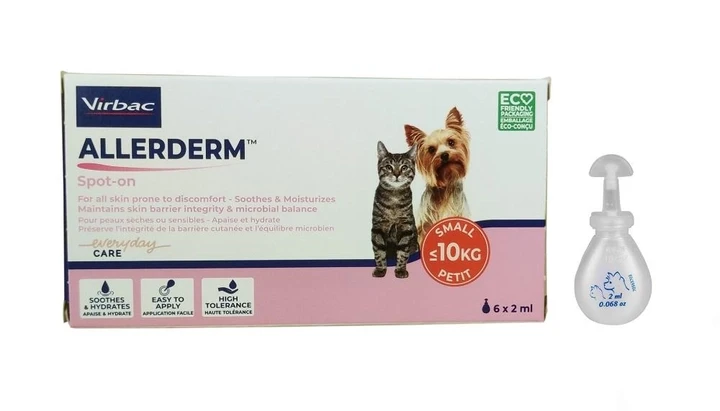 Капли для наружного применения Virbac для лечения дерматозов у кошек и собак меньше 10 кг, Аллердерм спот-он - фото 1 - id-p2199285375