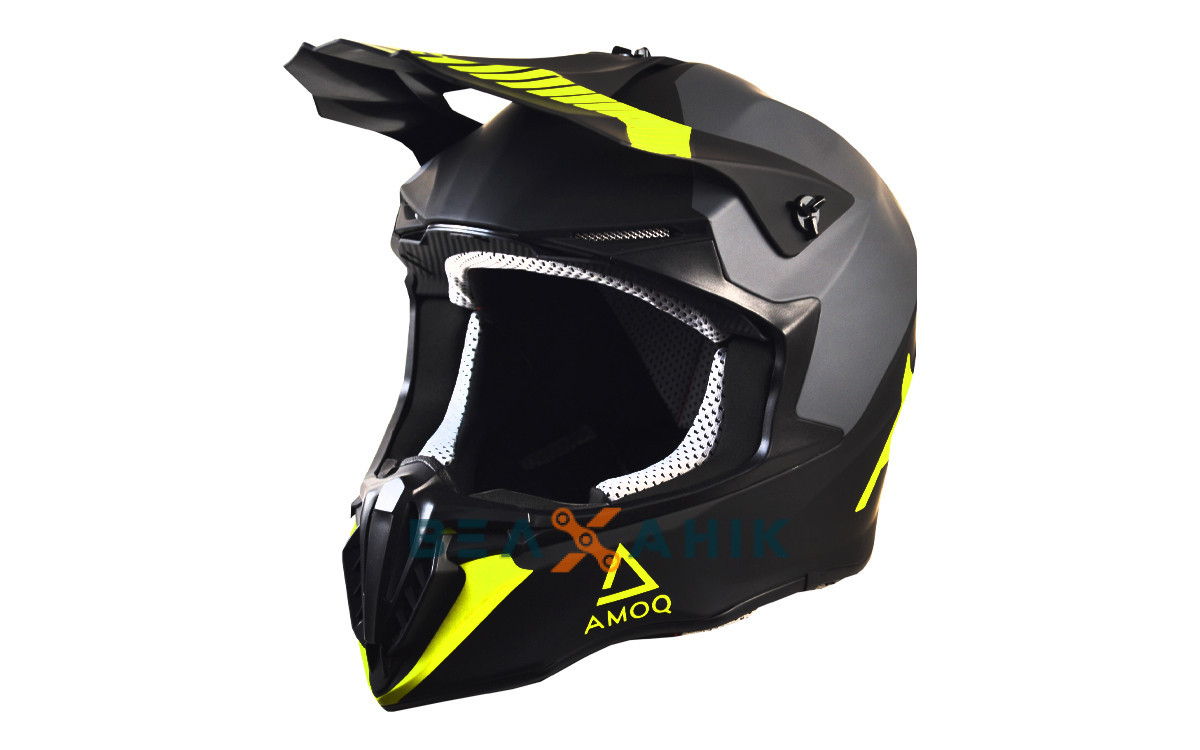 Шолом (кросовий) AMOQ Black/Gray/Hivis [XXL]