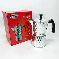Гейзерная кофеварка для индукции Magio MG-1004 | Кофеварка для дома | Гейзерная кофеварка GX-462 из нержавейки
