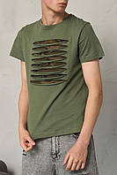 Стильная футболка с прорезями Intruder "Scout", Хаки / Модная мужская футболка / Хлопковая футболка для парней