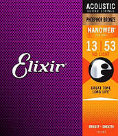 Струны для акустической гитары Elixir Nanoweb Phosphor Bronze HD Light (13-53)