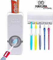 Автоматический держатель для зубных щеток и диспенсер, настенный органайзер для зубных щеток и пасты