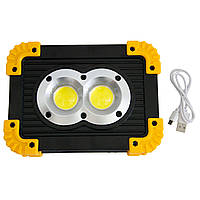 Прожектор светодиодный аккумуляторный 2х18650 "LL-802" 20W Чёрно-желтый, лед фонарь-повербанк переносной (ЮА)