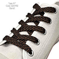 Шнурки для обуви, Тип 4.7 (100см) плоские черный+коричневый, ширина 8 мм
