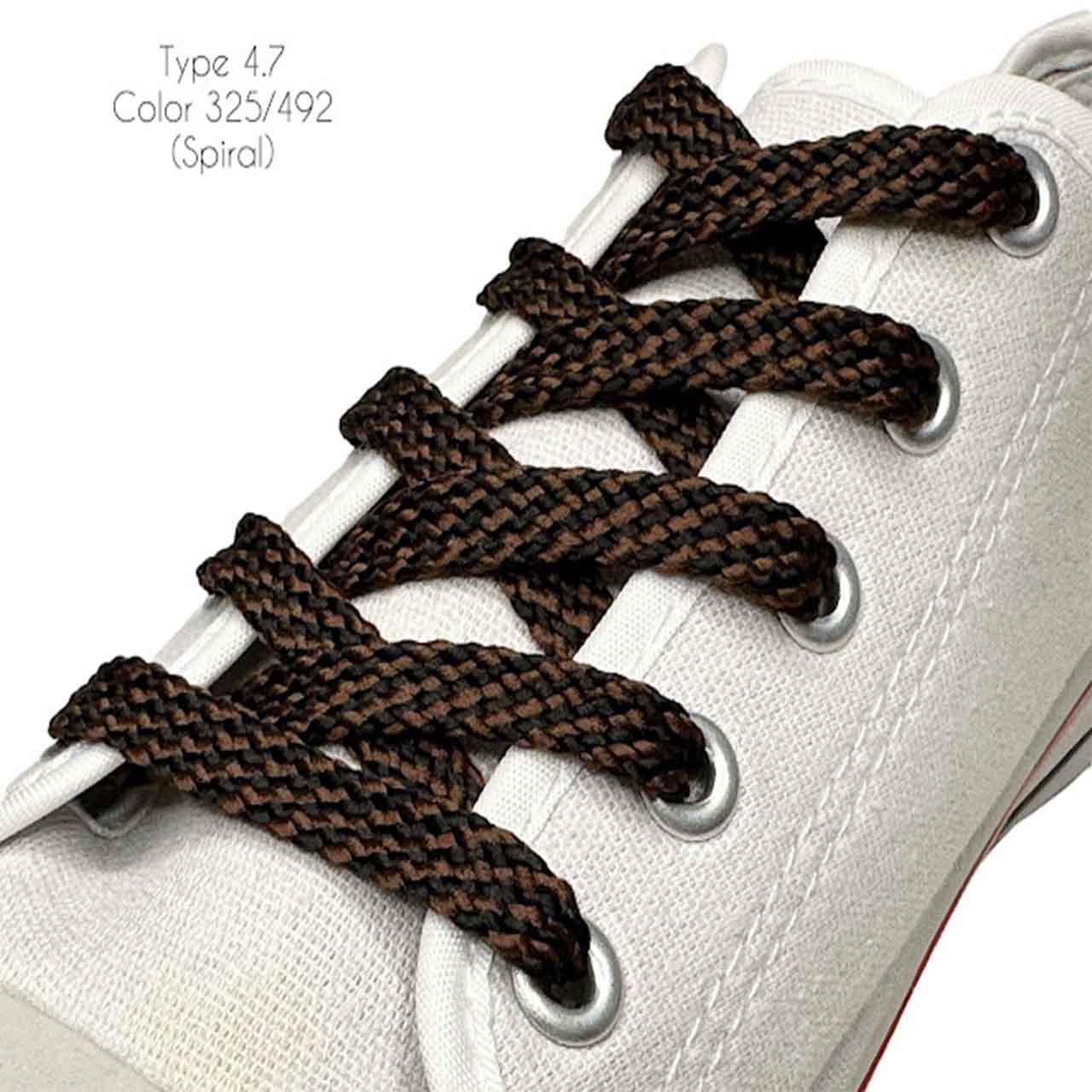Шнурки для обуви, Тип 4.7 (100см) плоские черный+коричневый, ширина 8 мм - фото 1 - id-p2200218975