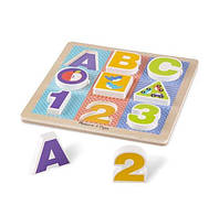 Пазл - вкладыш деревянный для малышей Буквы Цифры MelissaDoug 9 элементов MD1899 ZZ, код: 8263204