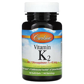 Вітаміни та мінерали Carlson Labs Vitamin K2 MK-7 45 mcg, 90 капсул