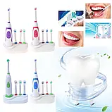 💙Електрична зубна щітка зі змінними насадками Electric ToothBrush BR00072 Синя, фото 8