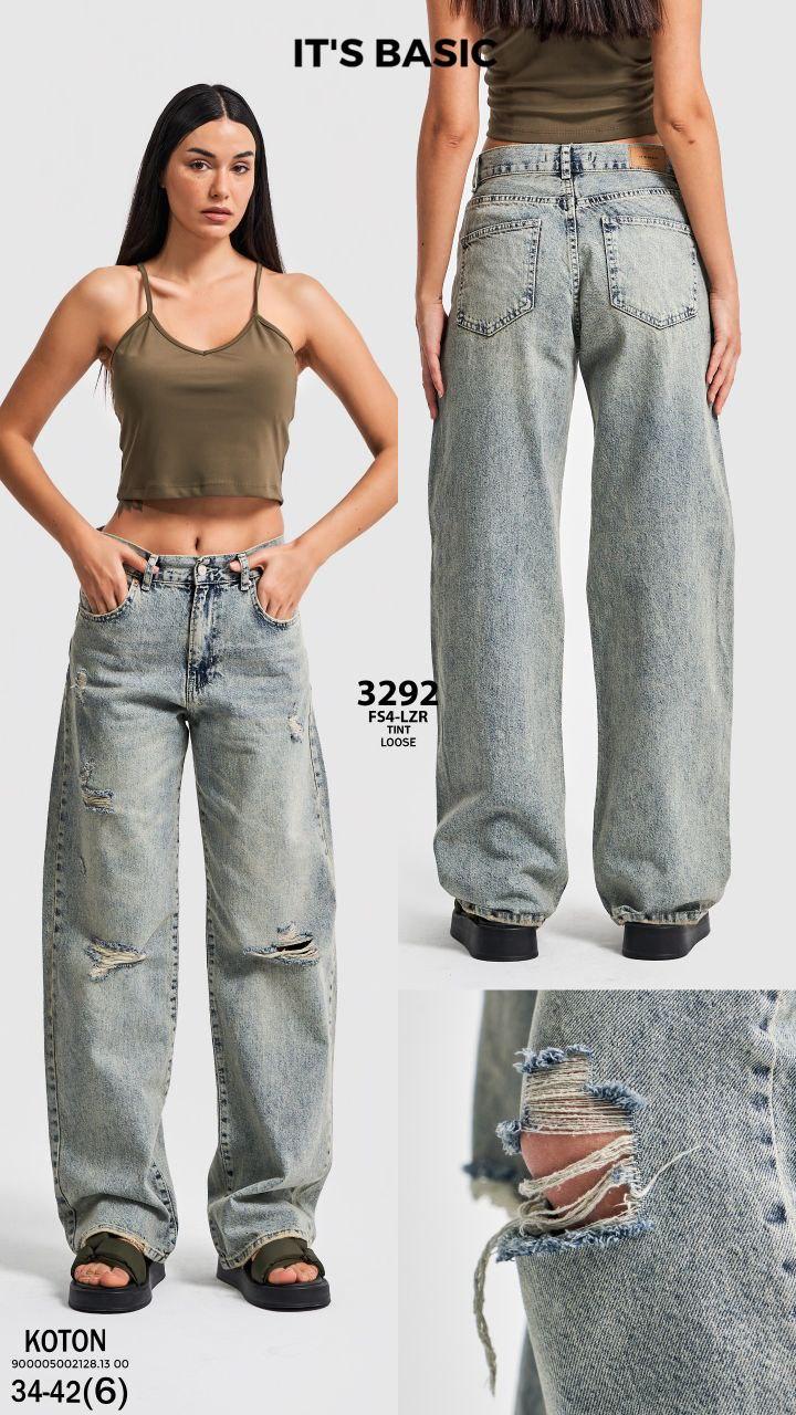 Джинси (LOOSE FIT) жіночі молодіжні рвані фабричні чудової якості