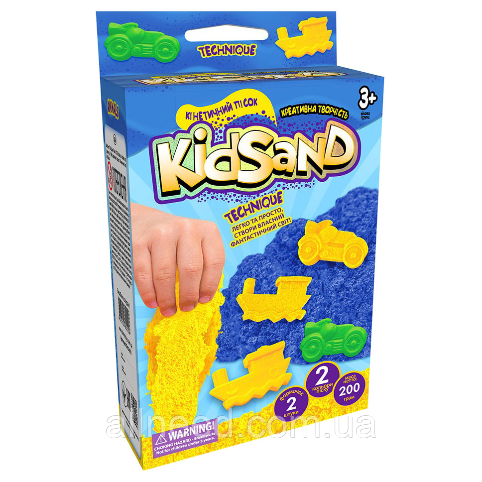 Кінетичний пісок KidSand KS-05, 200 г у наборі (Синя техніка)