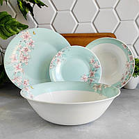 Набір блакитного столового посуду з квіточками 19 пр Spring mood