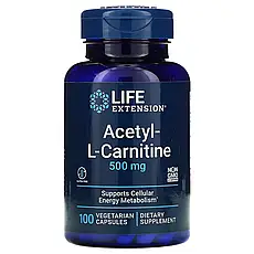 Life Extension, Ацетил-L-Карнітин, 500 мг, 100 капсул Київ