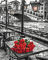 Картина по Номерам SH9754 Розы на Столике в Кафе 40x50 см