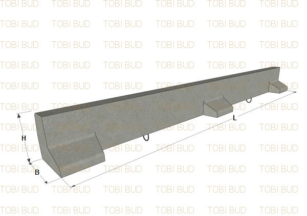 Бордюр дорожній 3 м. з переривчастою п'ятої БУП 300.30.29, фото 1