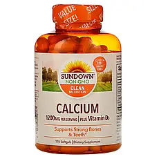 Sundown Naturals, Кальцій із вітаміном D3, 600 мг, 170 м'яких таблеток Київ