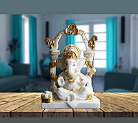 Ганеш белый полистоун фен шуй, статуэтка Ganeshaбог богатства