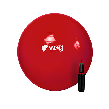 М'яч для фітнесу (фітбол) WCG 75 Anti-Burst 250кг Червоний + насос, фото 1