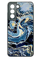 Чехол накладка Marble Glass Samsung S21 FE Графитовый