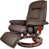Крісло масажне King (коричневе) з підігрівом та підставкою для ніг