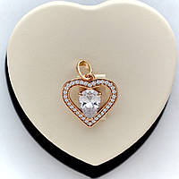 Кулон Серце із білим цирконом покриття золотом 18к. Фірма Xuping.
