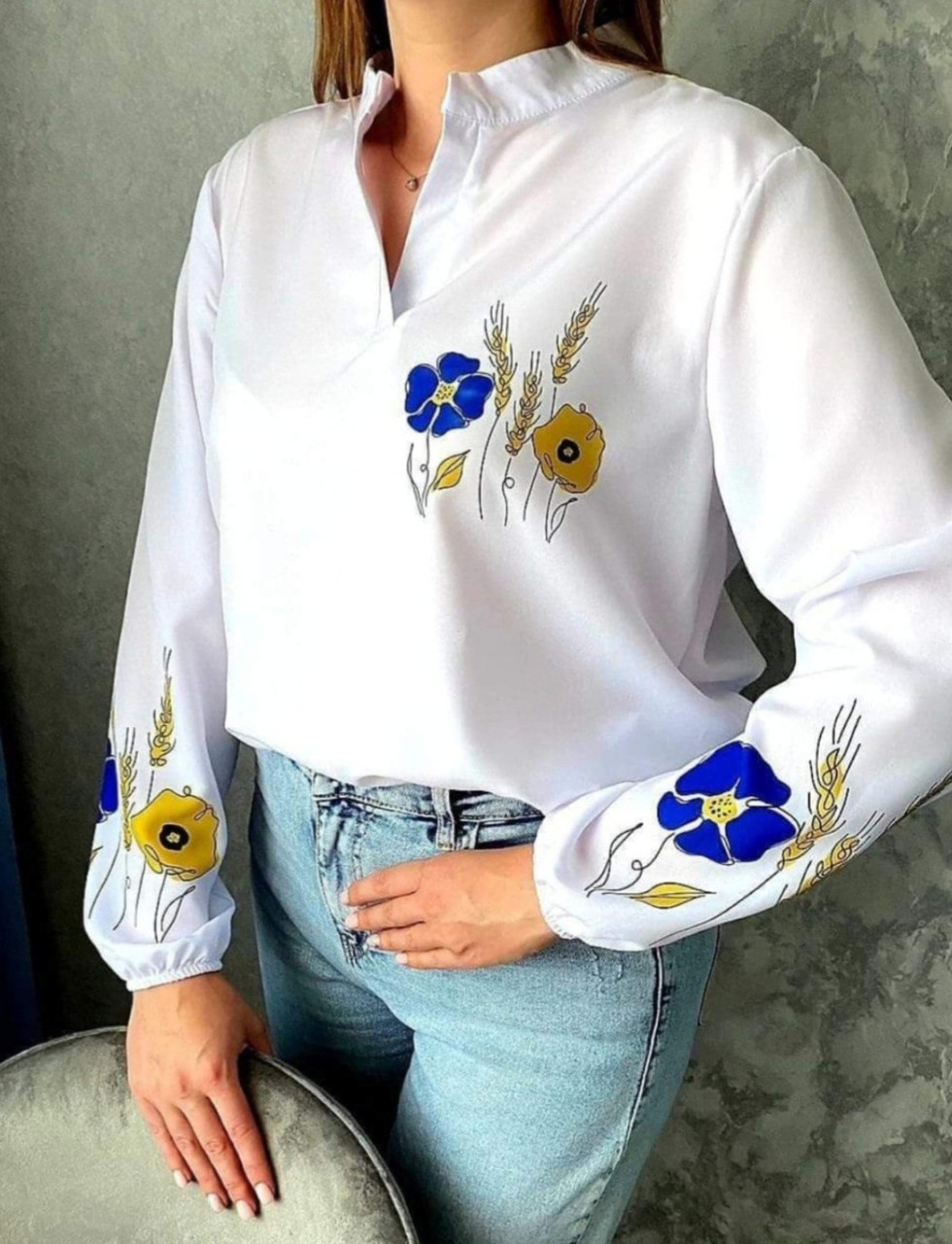 Блузка з українським патріотичним принтом розмір XL