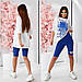 Жіночий повсякденний літній костюм велосипедки + футболка, фото 4