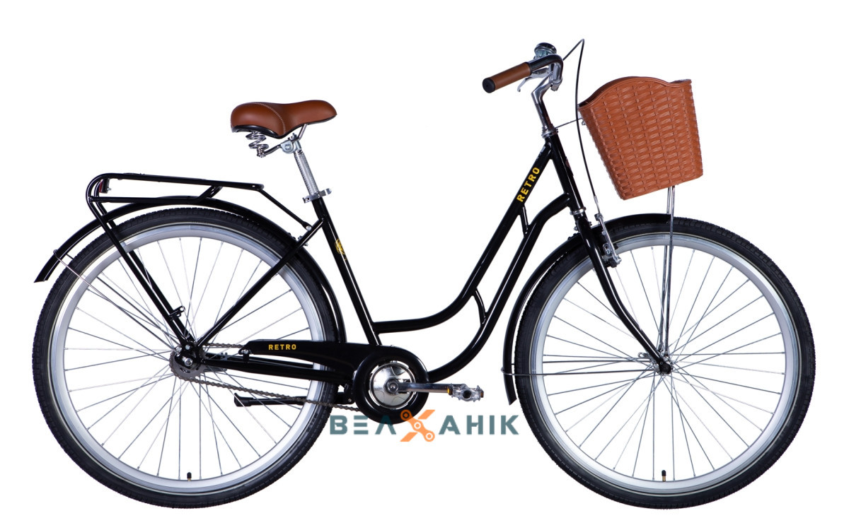 Велосипед 28" Dorozhnik RETRO (рама 19") St з багажником та корзиною чорний