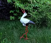 Лелека малий з відкритим дзьобом - садова фігура з кераміки на металевих лапках