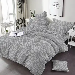 Сіра однотонна тканина Бязь Gold Luх 220 см з абстрактним принтом для постільної білизни, рулон 50 м, Пакистан, фото 1