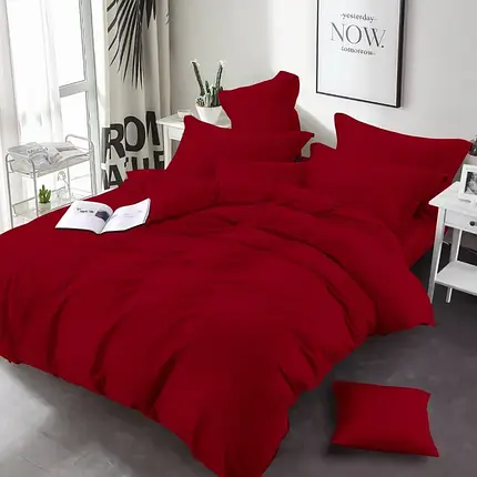 Червона однотонна тканина 220 см для пошиття постільної білизни, бавовняна Бязь Gold Lux, рулон 50 м, Пакистан, фото 1