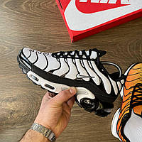 Мужские кроссовки Nike Air Max TN Plus Oreo White Black Найк Аир Плюс белые текстиль демисезон