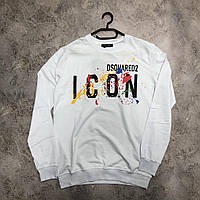 Мужской свитшот двухнитка Dsquared Icon 2 белый