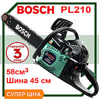 Потужна Бензопила BOSCH PL 210 (шина 45 см 6,5 кВт 58 см3) Бензинова ланцюгова пила Бош для саду дров lv