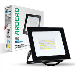Світлодіодний прожектор 50Вт Ardero LL-1050ARD 50W LED 4500Lm 6500K 183x169x29мм IP65 чорний