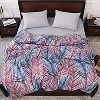 Односпальный комплект двуцветного постельного белья с тропическими листьями 150*220 из Бязи Gold Черешенка