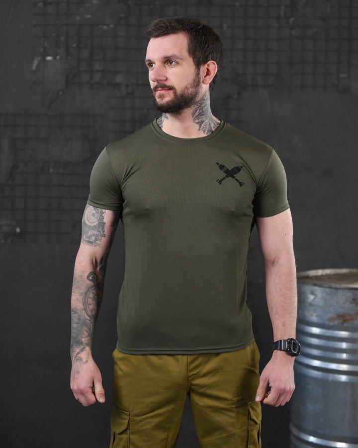 Футболка потовідвідна олива Bayraktar Міна, тактична футболка олива для НГУ, військова футболка олива