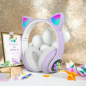 Бездротові навушники cat ear CAT STN-28 фіолетові | Навушники з вушками котика Дитячі ON-930 стерео навушники