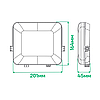 Світлодіодний прожектор 50Вт Ardero LL-4050ARD PRO 50W LED 5000Lm 6500K 201х164х45мм IP65 чорний з білим розсіювачем, фото 2