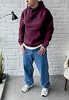 Худи бордовое стаф для мужчины Staff dark purple basic oversize fleece Denwer P Худі бордове стаф для чоловіка