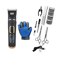 Акумуляторна машинка з цифровим дисплеєм  для стрижки домашніх тварин з комплектом аксесуарів Bass Polska 8567