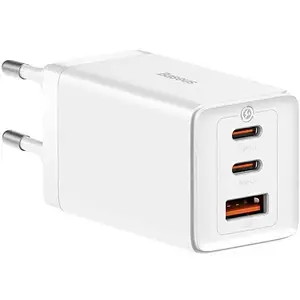 Адаптер живлення для телефона Baseus GaN5 Pro Fast Charger White 65W 2xUSB-C, 1xUSB-A (CCGP120202)