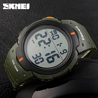 Часы наручные мужские SKMEI 1068AG, армейские часы противоударные. EA-606 Цвет: зеленый