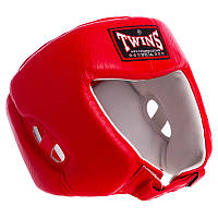 Шлем боксерский открытый с усиленной защитой макушки кожаный TWINS HGL4 размер XL цвет красный tn