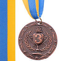 Медаль спортивная с лентой Zelart BOWL C-6407 цвет бронзовый tn
