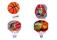 Баскетбольне кільце щит пластик 35-29см, кільце пластик 21,5см, сітка, м'яч, мікс видів, в сітці, 40-29-3см