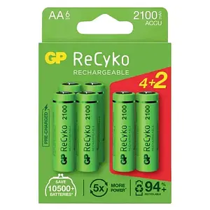 Акумулятор GP Batteries Recyko 2100 NI-MH AA/HR06 2050 mAh 1.2V 6 шт (GP210AAHCE4/2-2BNB6)