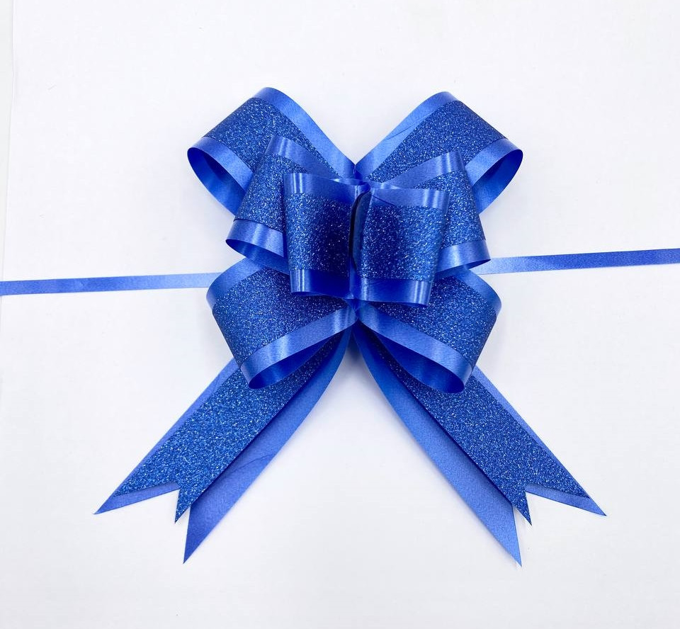 Подарункові бантики / Бант-затяжка / Упаковка -10 шт / 46*3 см / У зібраному вигляді - 15,5*8 см / Синій, фото 1