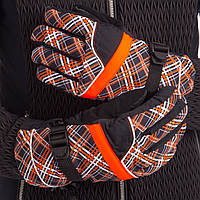 Перчатки горнолыжные теплые женские Zelart B-7702 размер l-xl цвет черный-оранжевый tn