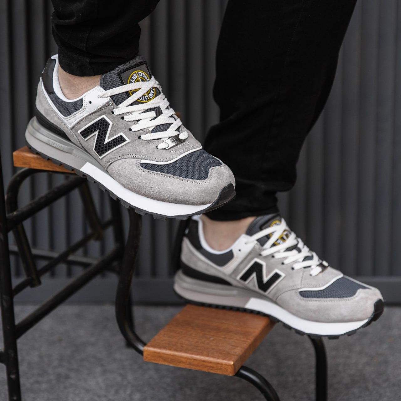 Кросівки чоловічі сірі New Balance 574 Legacy X Stone Island Grey Black (16439)