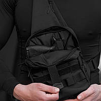 Мужская сумка-слинг тактическая плечевая, Мужская сумка черная тканевая, Борсетка сумка CR-385 через плечо